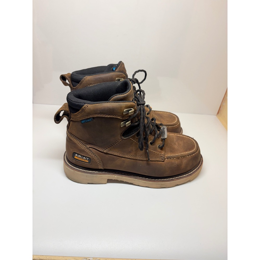 Ariat Rebar Mens 8D Brown Saddle Leather Moc Soft Toe Work Boots